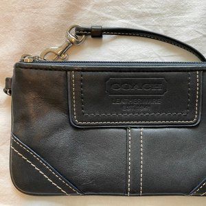 Coach Navy Leather Wristlet